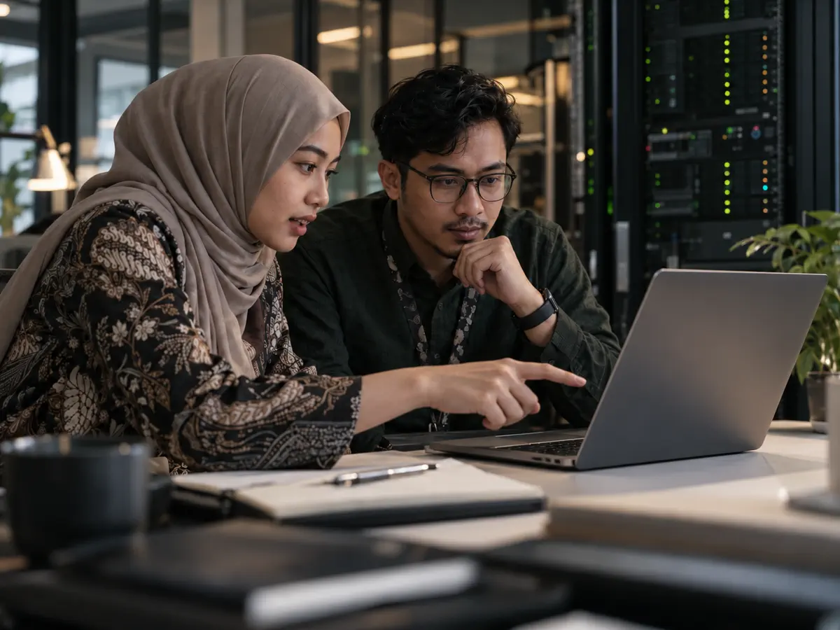 Tim engineer bekerja dengan data dan AI untuk perusahaan